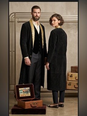 Black Suede Jacket with Gold Accents